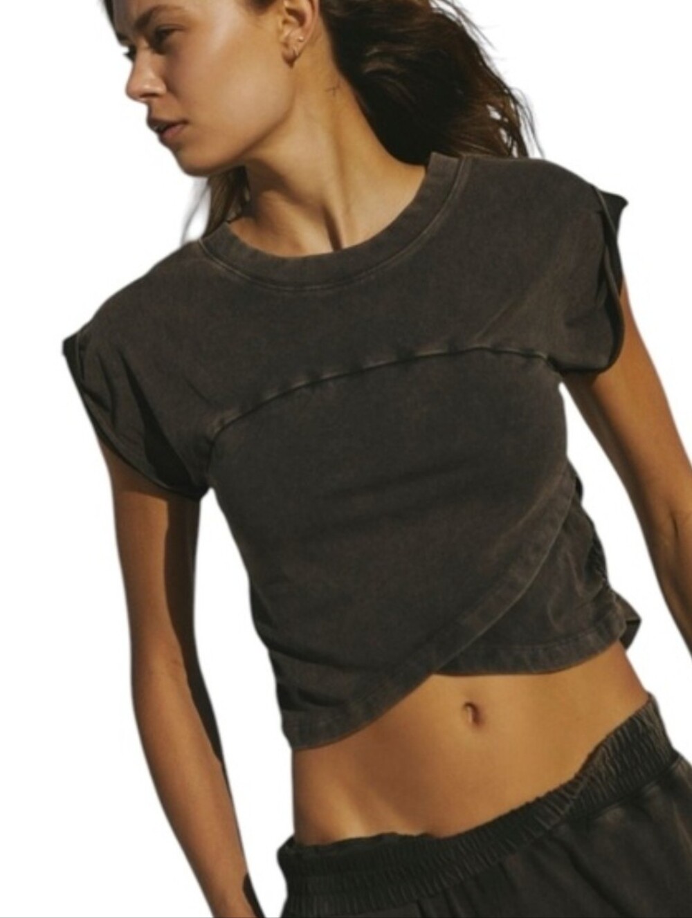 Free People Movement Gray Hot Shot Crossover Top Size Large